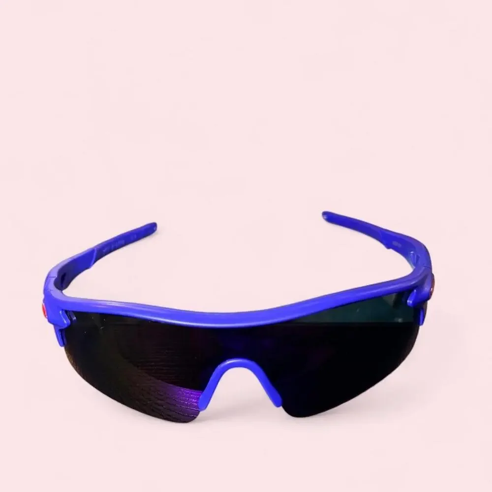 Electric blue wraparound shield sunglasses Y2k sporty cybercore moto festival